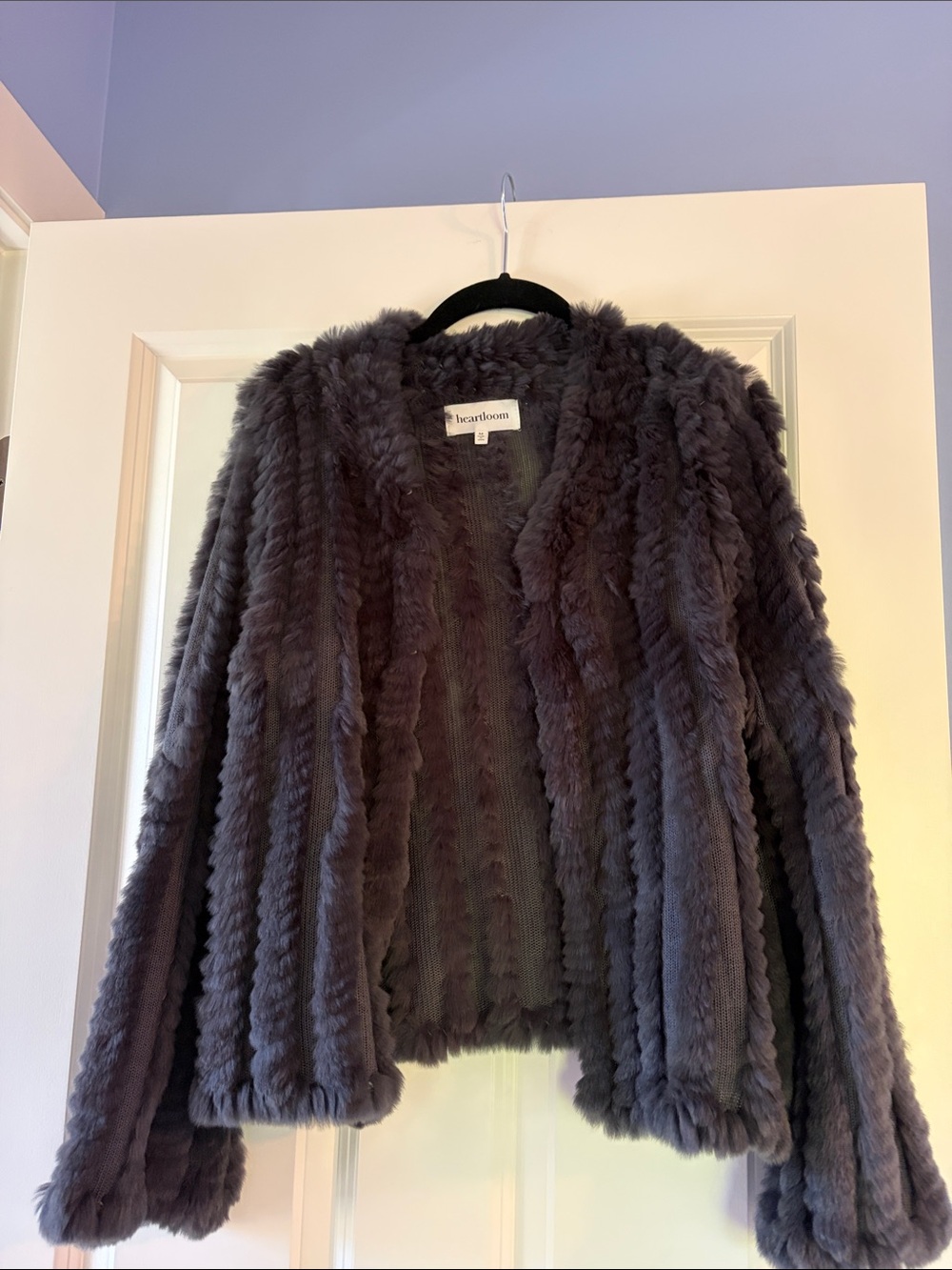 Heartloom Dark Gray Plush Fur Jacket